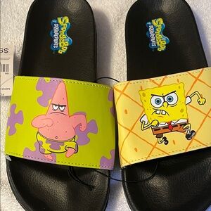 SpongeBob SquarePants Men Slide Sandals - Black, Yellow, Purple